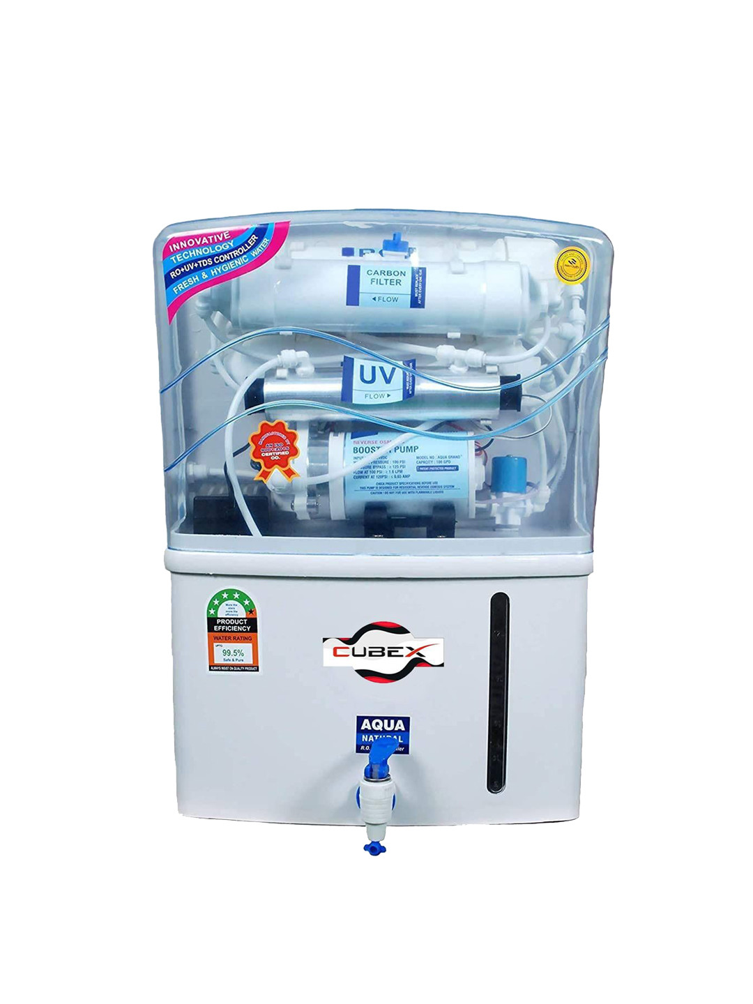 Cube X Transparent 12L RO Water Purifier Wth Copper Filter
