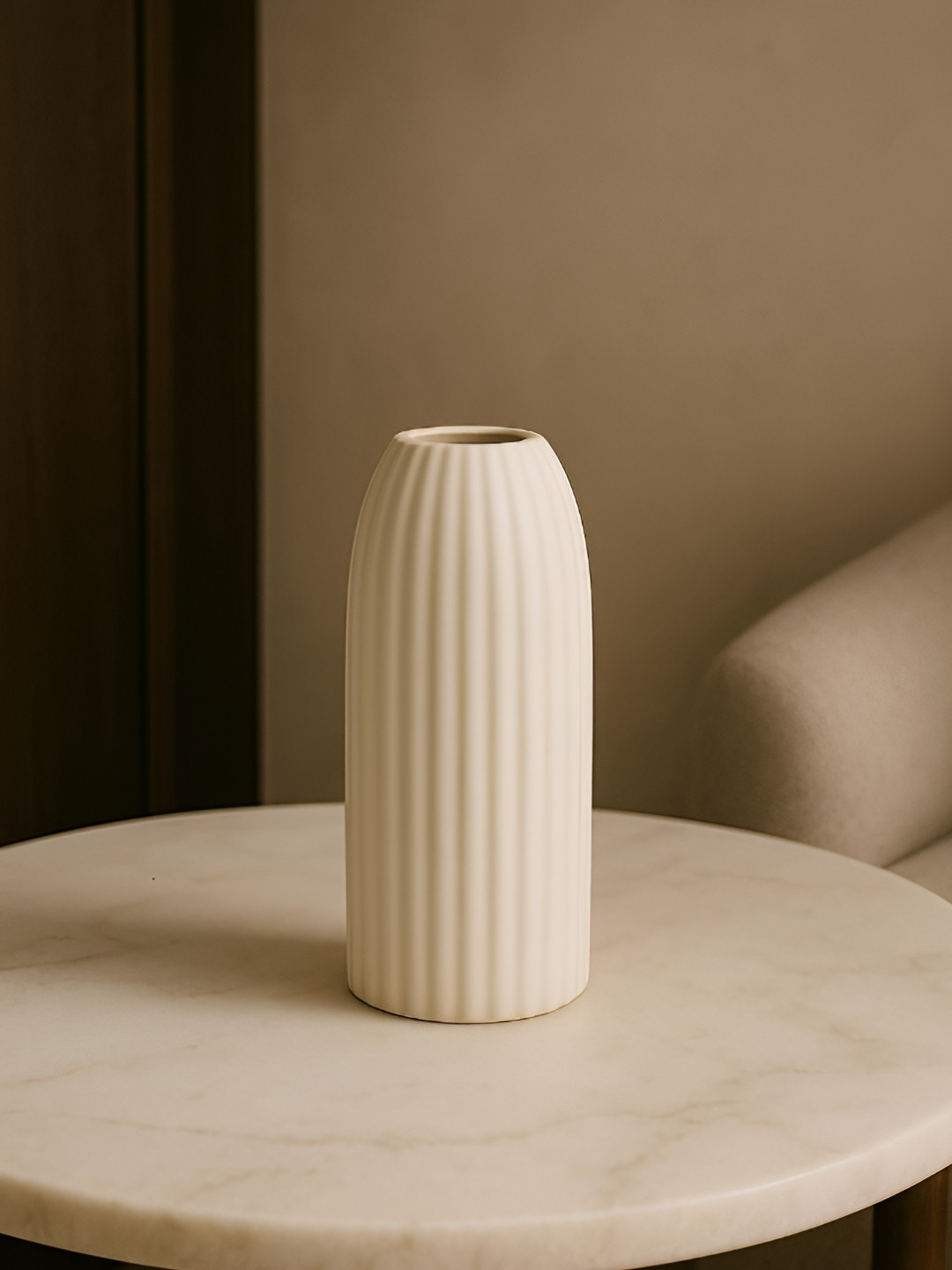 GLOBALLY INDIAN Nordic Ridge Cream-Coloured Ceramic Accent Vases
