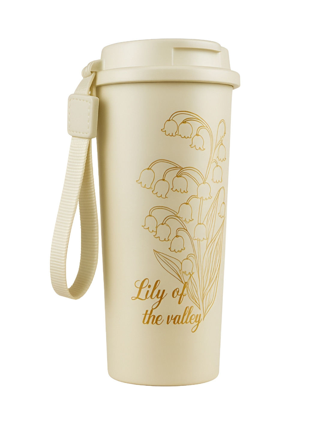 iSWEVEN Cream Single Stainless Steel Leak & Rust Proof Double Wall Vacuum Water Bottle