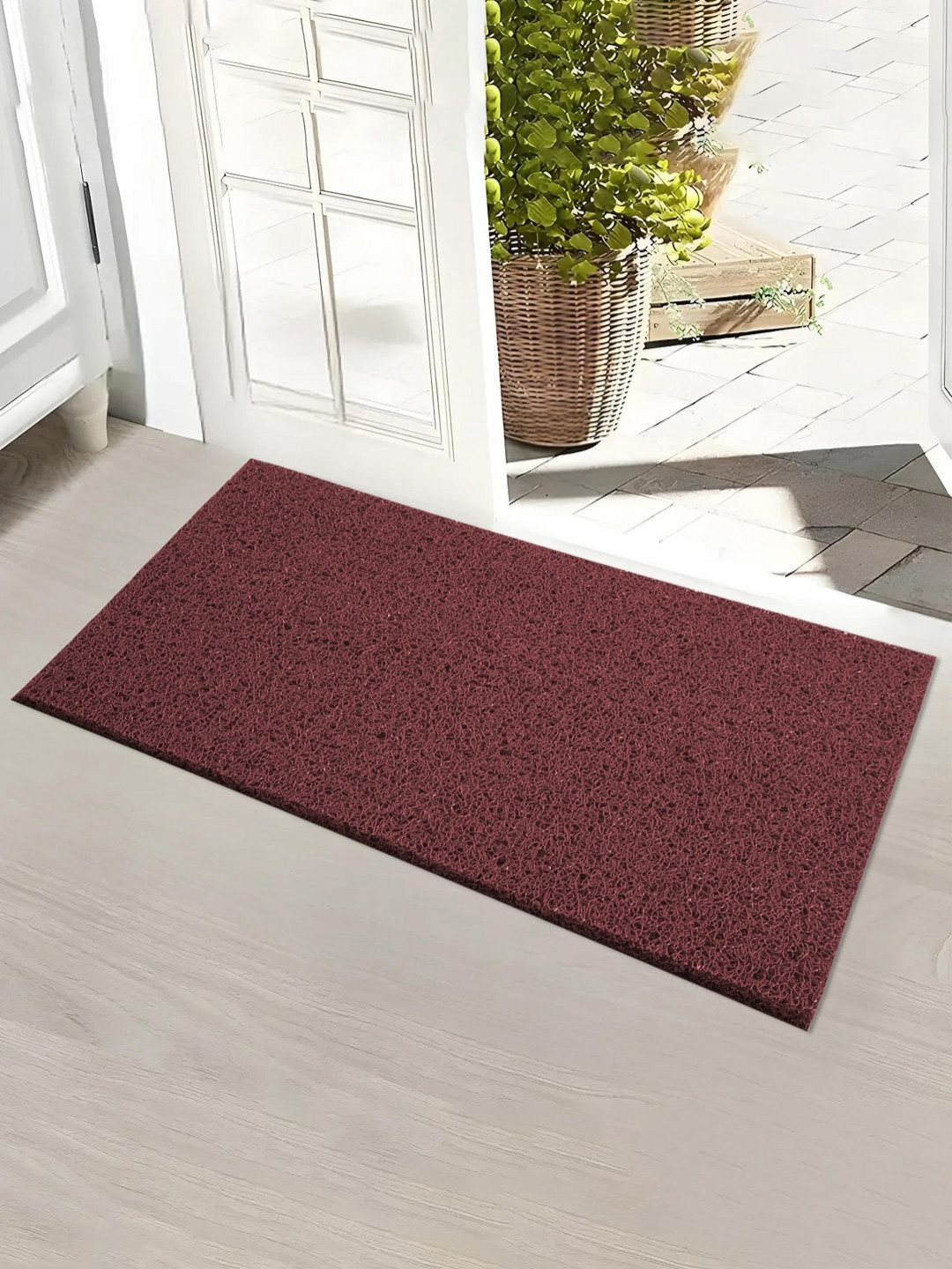 Myntra Elegant Homes Maroon Textured Water Absorbing Doormat