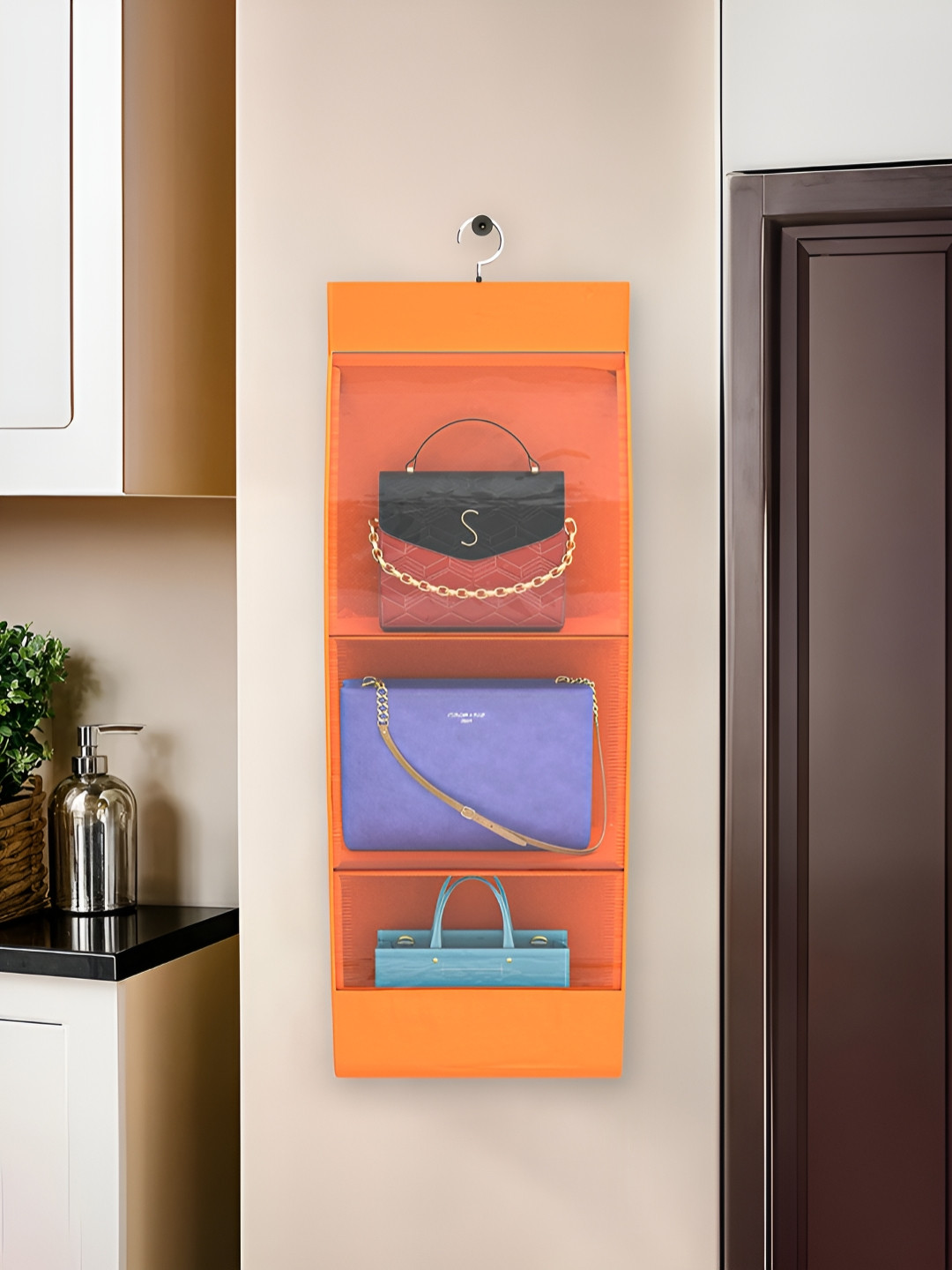 Aura Orange & Transparent Hanging Purse Organiser