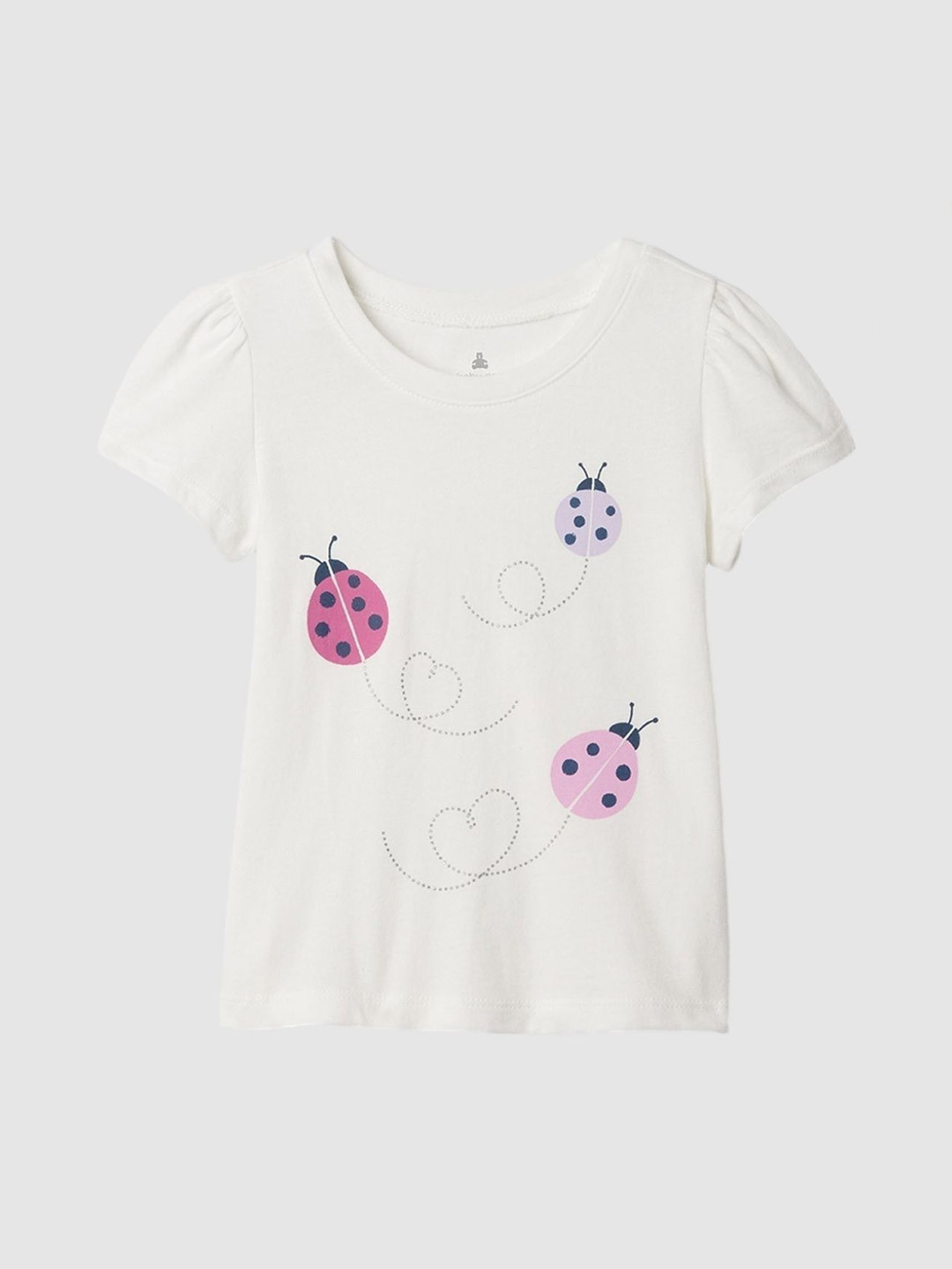 GAP Girls Brannan Bear Motif Printed Short-Sleeves Pure Cotton T-Shirt
