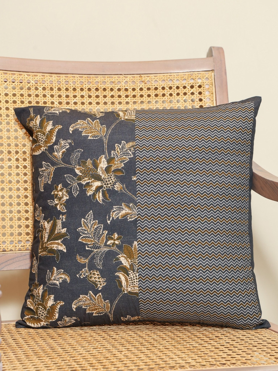 Sangria  Vintage Twilight Grey & Gold Toned Square Cushion Covers