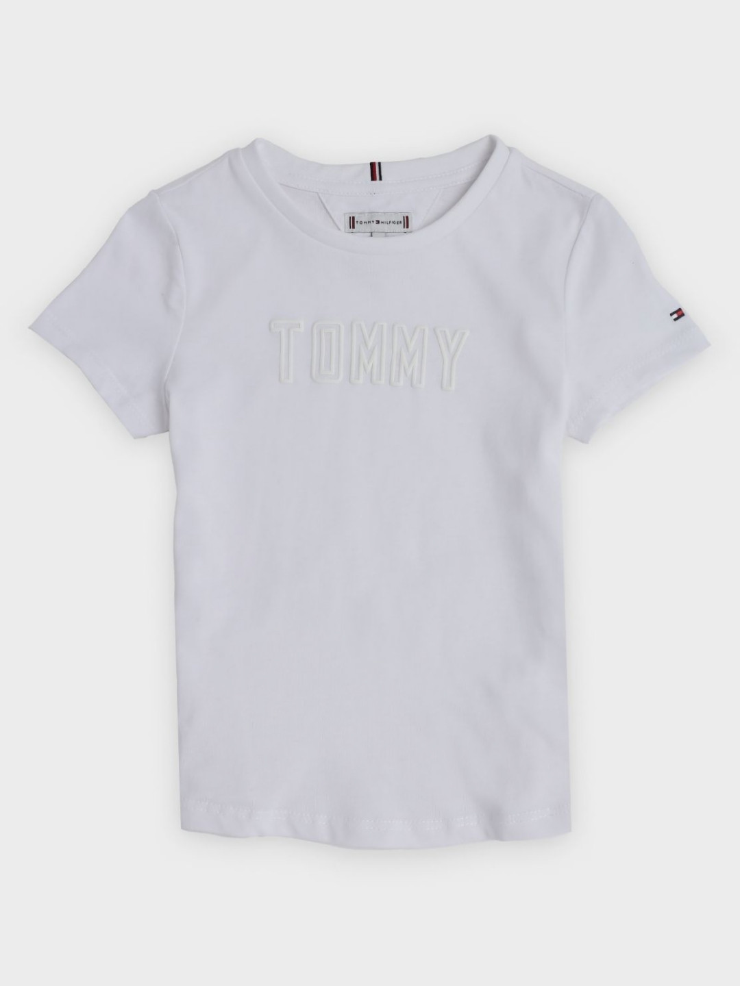 Tommy Hilfiger Girls Brand Logo Printed Slim Fit Pure Cotton T-shirt