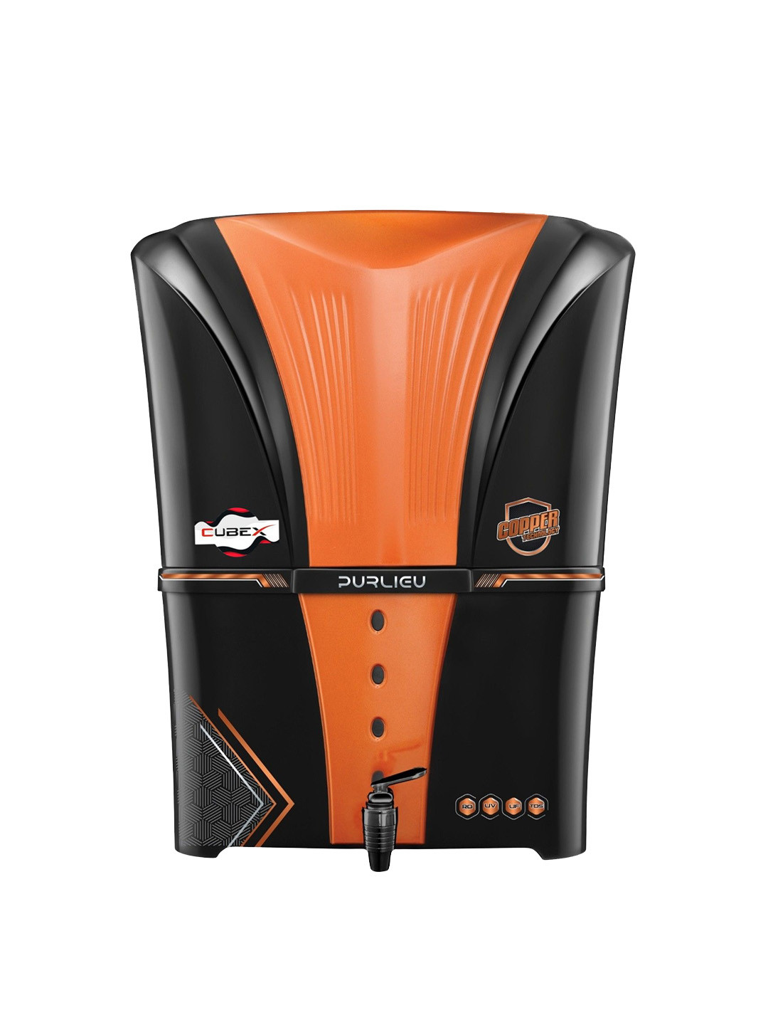 Cube X Orange Coloured & Black Copper Enriched RO+UV+UF Water Purifier & Advanced Filter