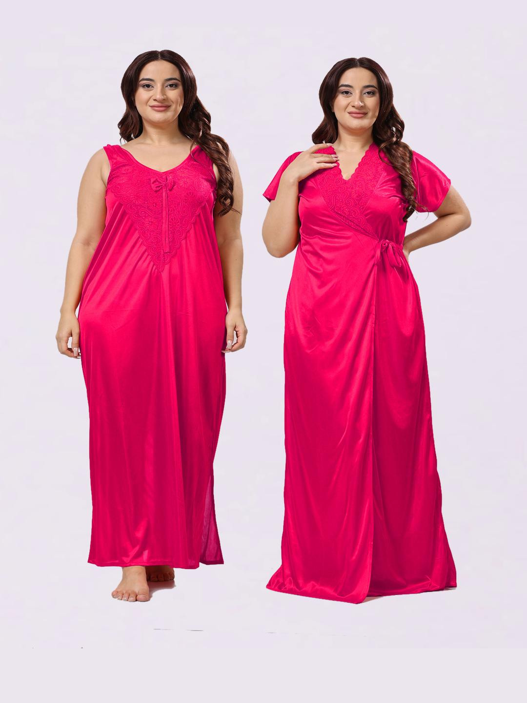NIGHT KEYS Women Pink Nightdress