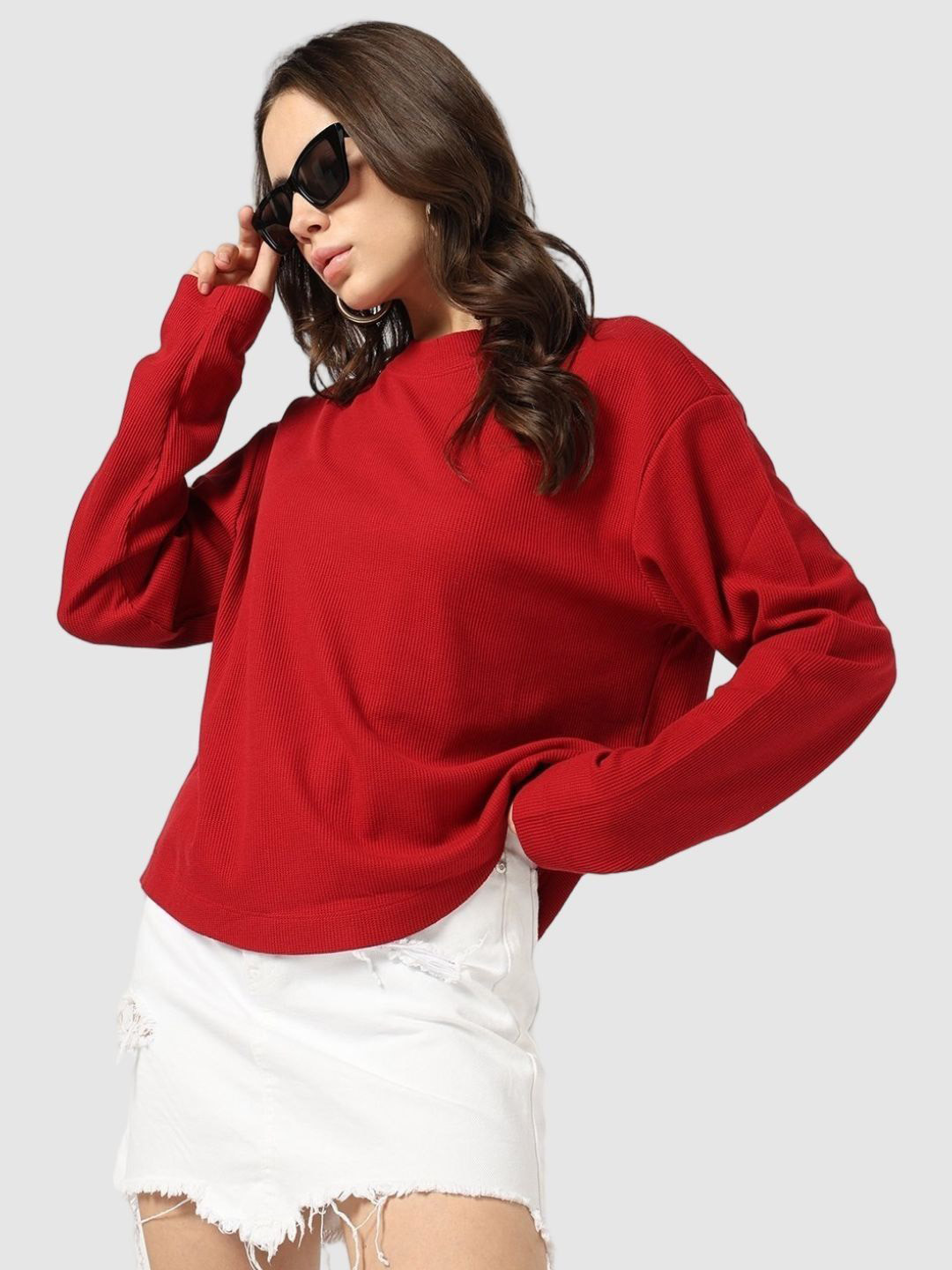 GAP Waffle-Knit Round-Neck Top
