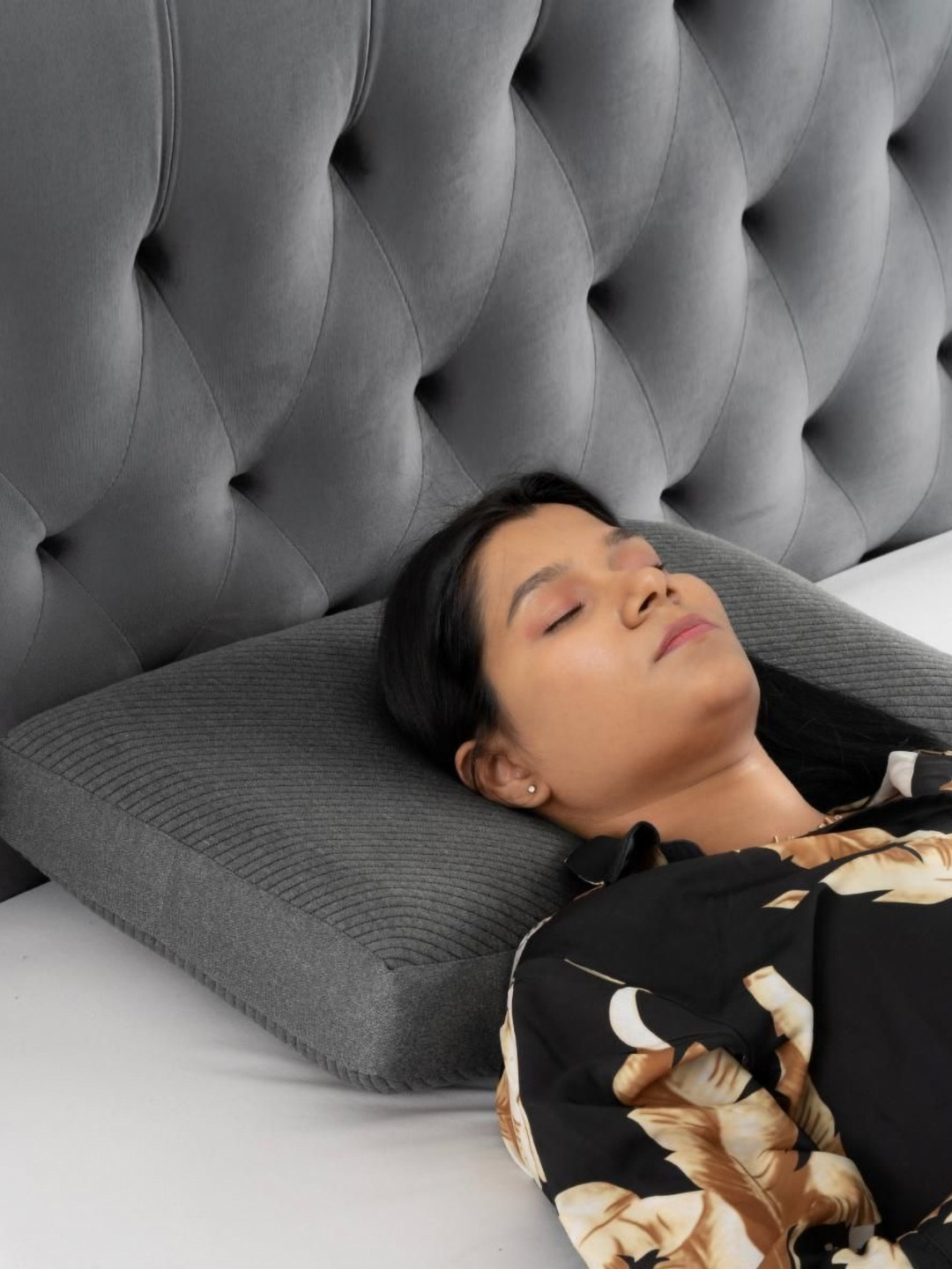 wakefit Grey 2 Piece  Memory Foam Filled Faux Velvet Sleep Pillow