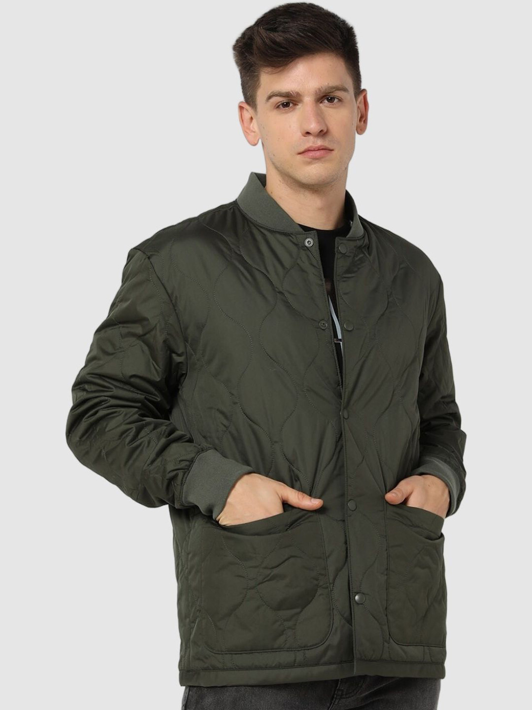 GAP Stand Collar Regular Fit Quilted Jacket
