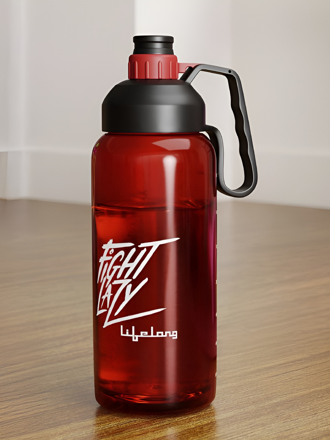 Lifelong Red & White Single Plastic Printed Water Bottle