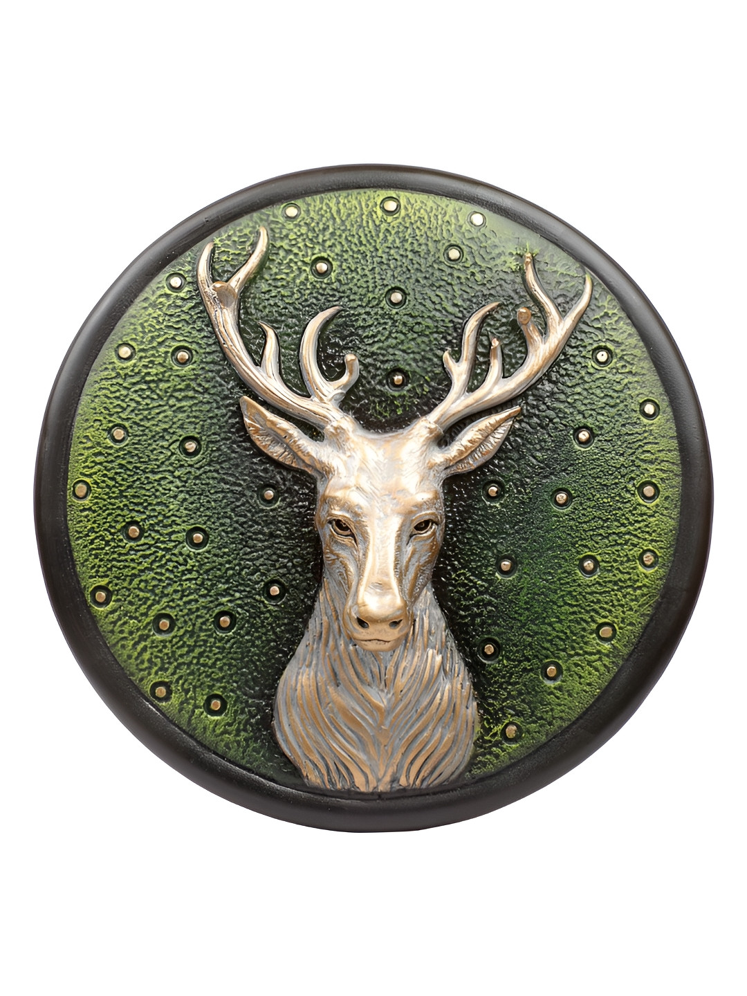 Ashnam Green Deer Head Figurine Showpiece