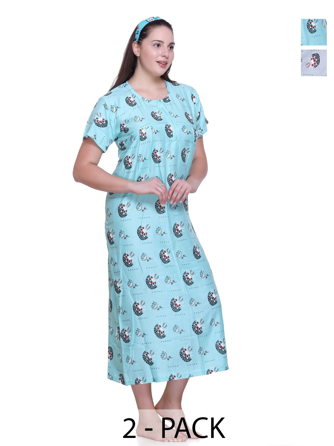 TRUDO Printed Maxi Nightdress