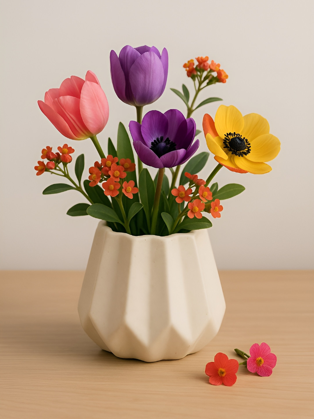 GLOBALLY INDIAN Tuscany Cream-Coloured Ribbed Vase