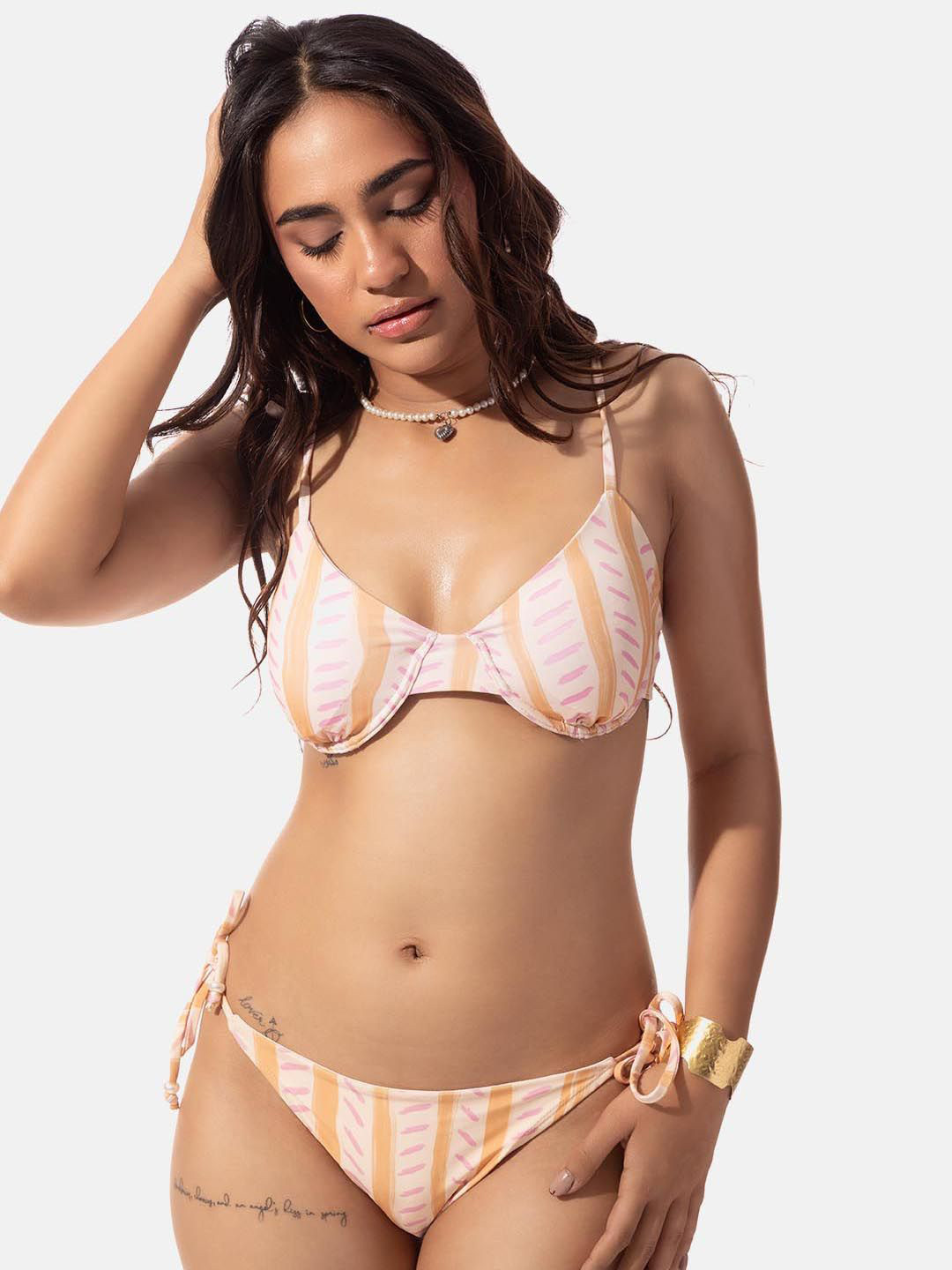 Lemonlords Striped  Underwire Bikini Top