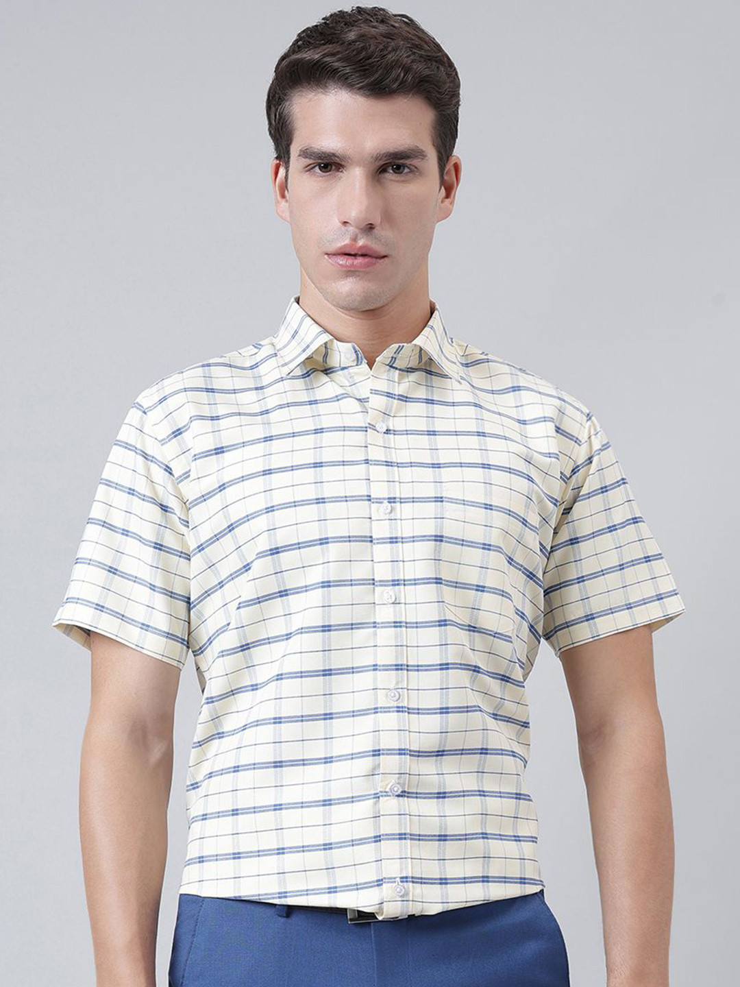 ACCOX Men Checked Spread Collar Cotton Formal Regular Fit Shirt