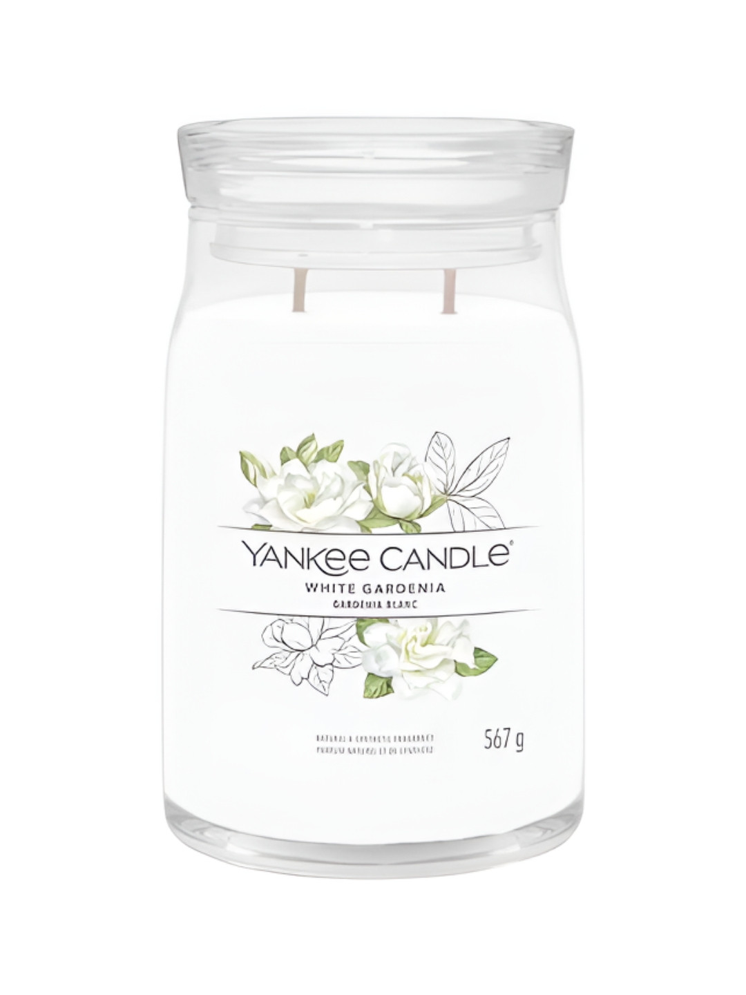 YANKEE CANDLE Gardenia Scented 2 Wick White Gardenia Solid Geometric Regular Jar Candles