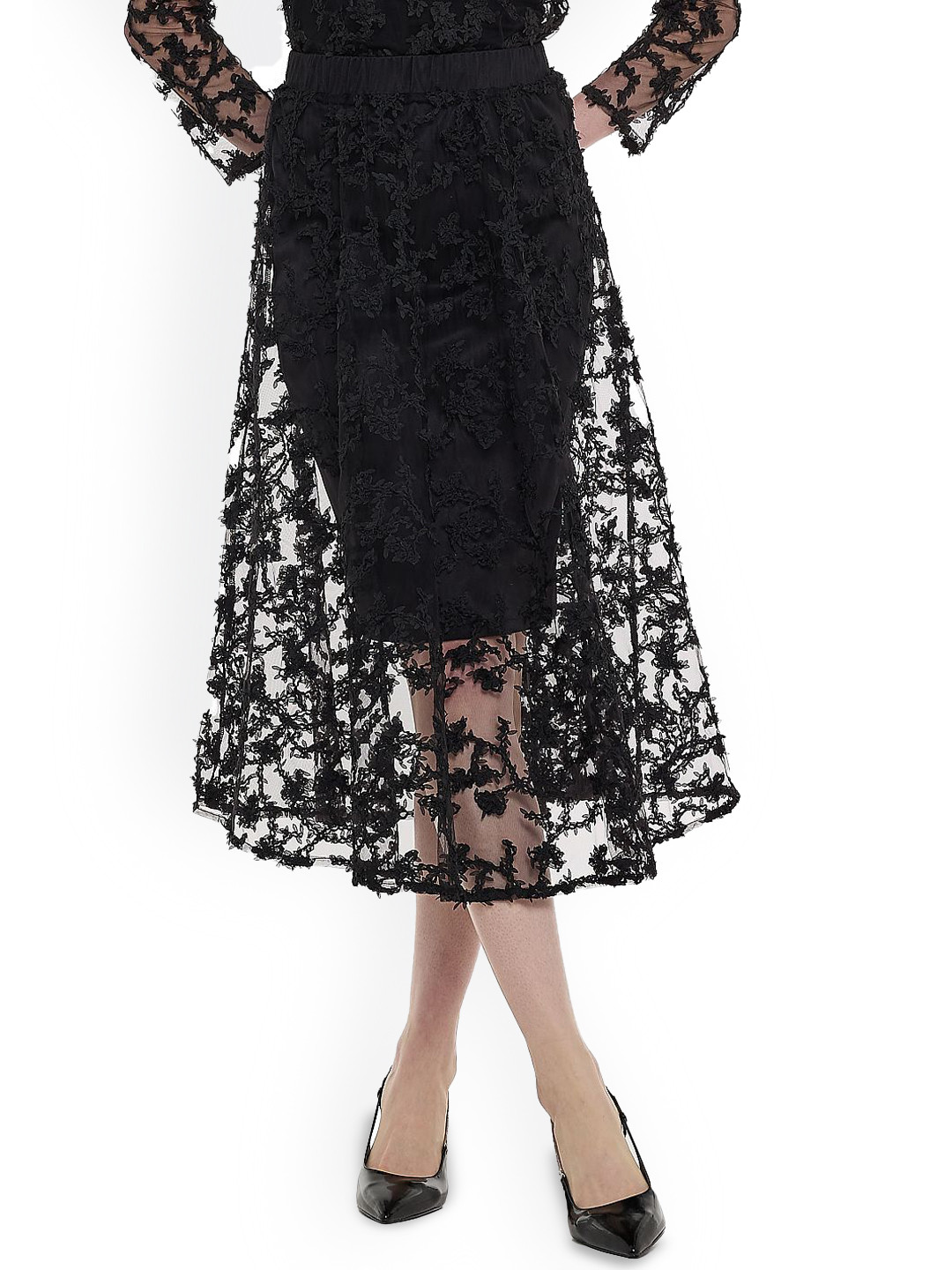BCBG Embroidered Midi Skirts