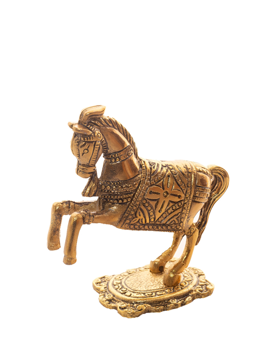 Aura Gold-Toned Birds & Animals Jumping Horse Figurine Showpiece