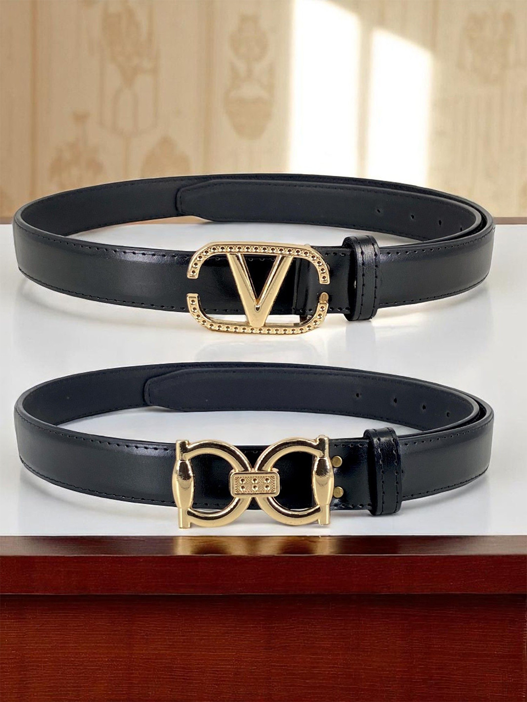 DressBerry Women Pack Of 2 Push Pin Belt