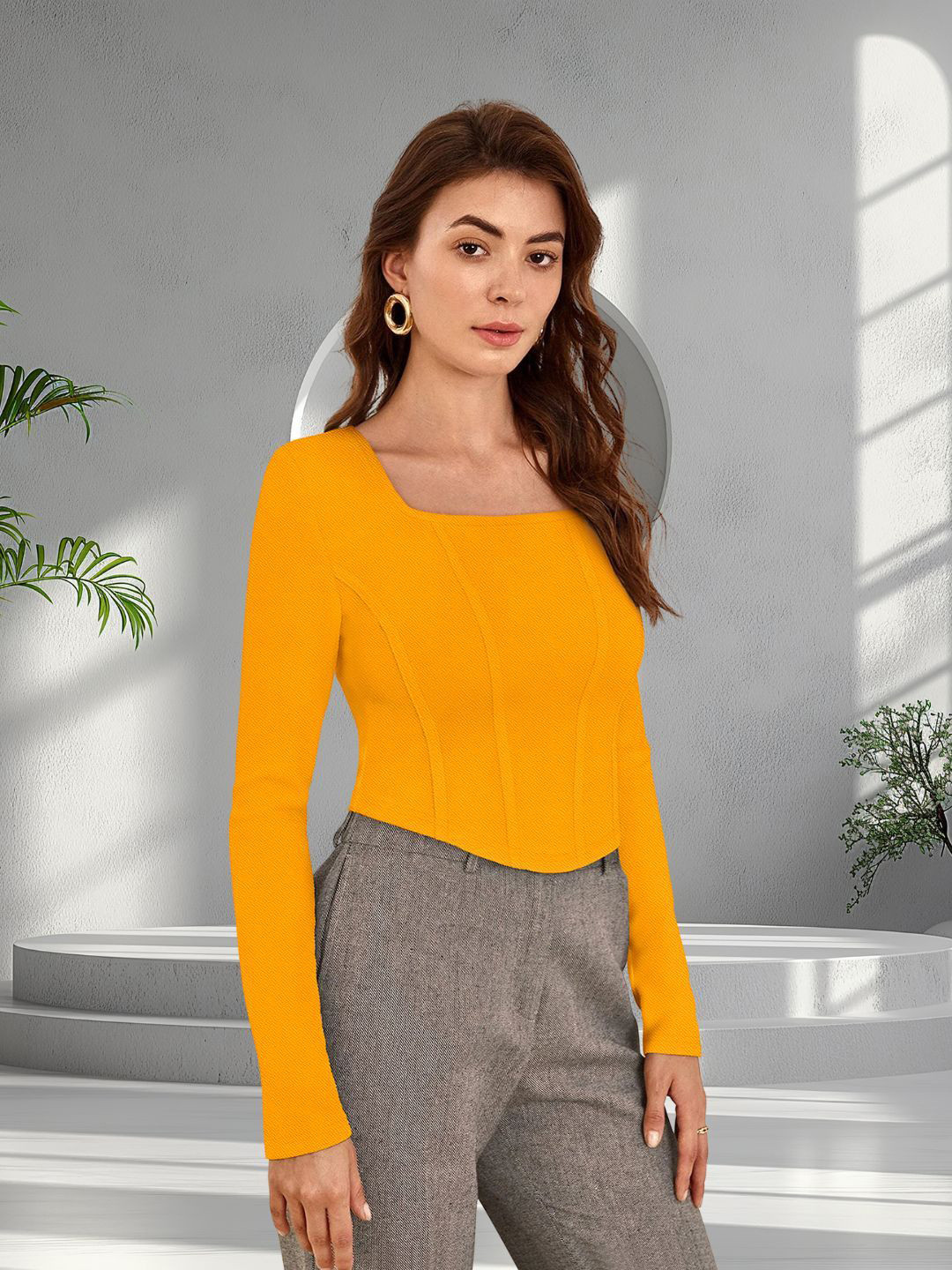 DressBerry Women Solid Square Regular NeckTop