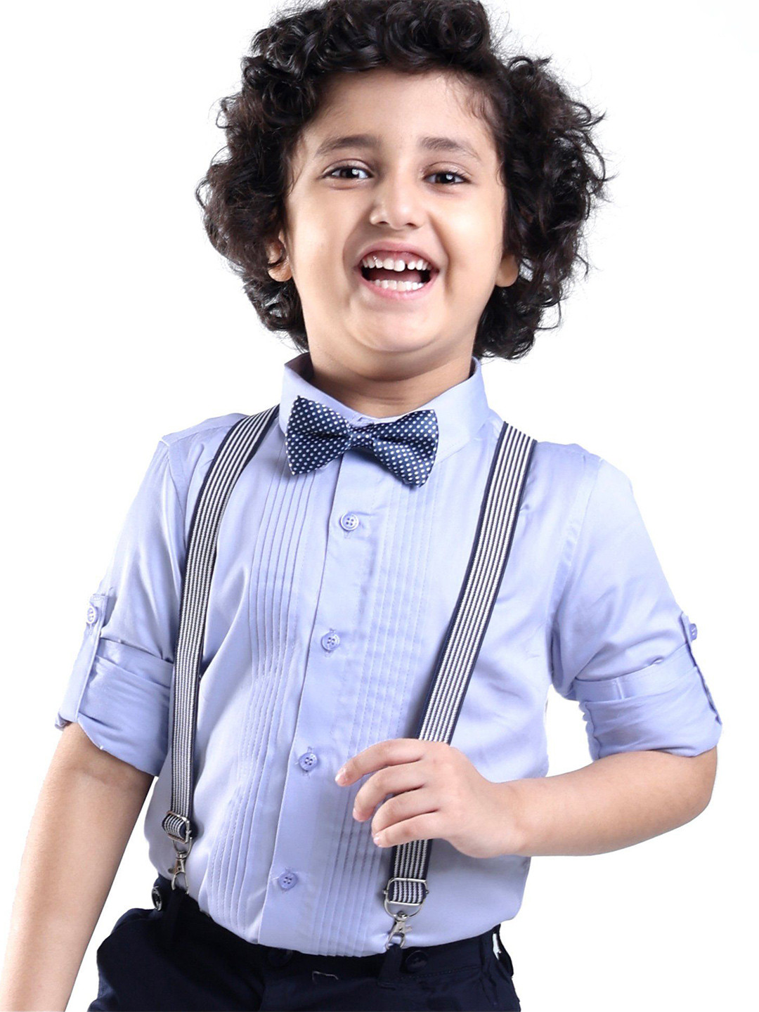 Mark & Mia Boys Pleated Cotton Casual Shirt With Suspender & Bow Detailing