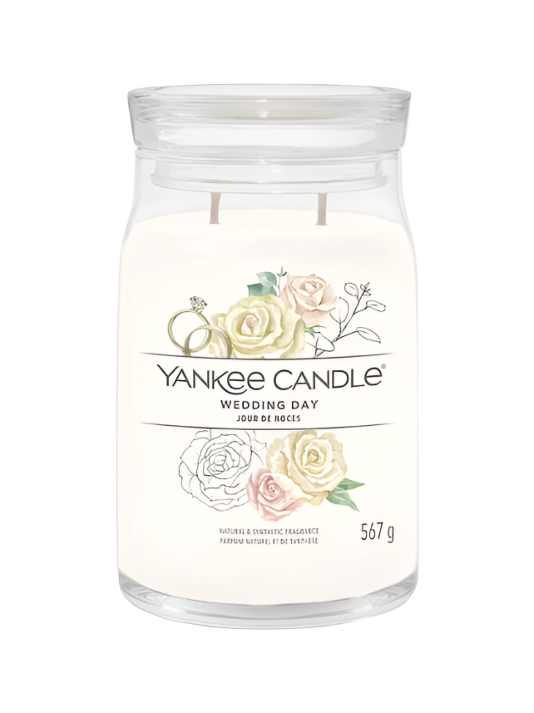 YANKEE CANDLE Praline and Birch 2 Wick Wedding Day Floral Geometric Regular Jar Candles