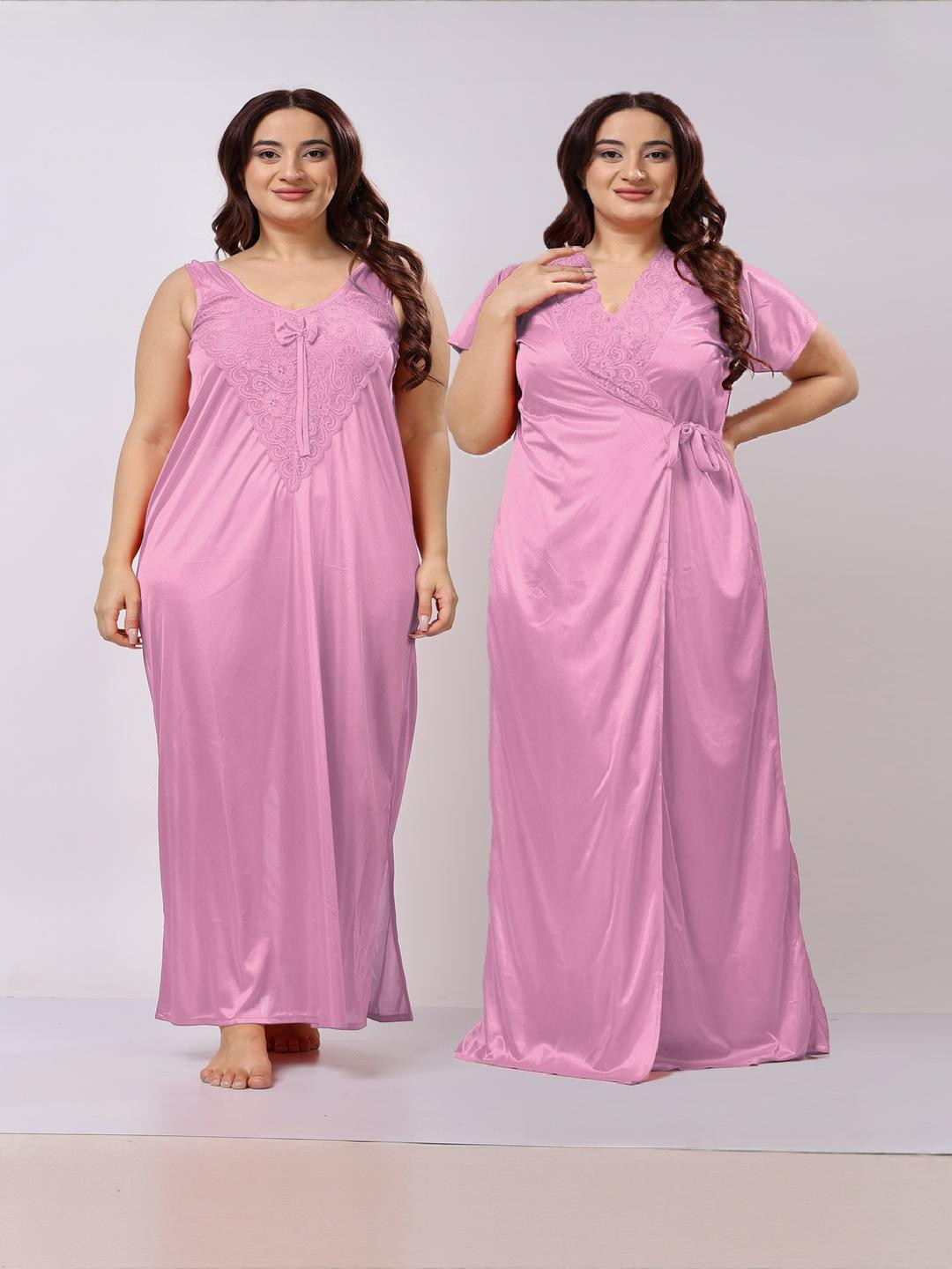 NIGHT KEYS Women Pink Nightdress