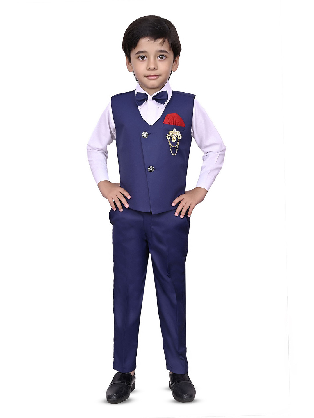 VALUE CREATION Boys V-Neck Single-Breasted Three-Piece Suit