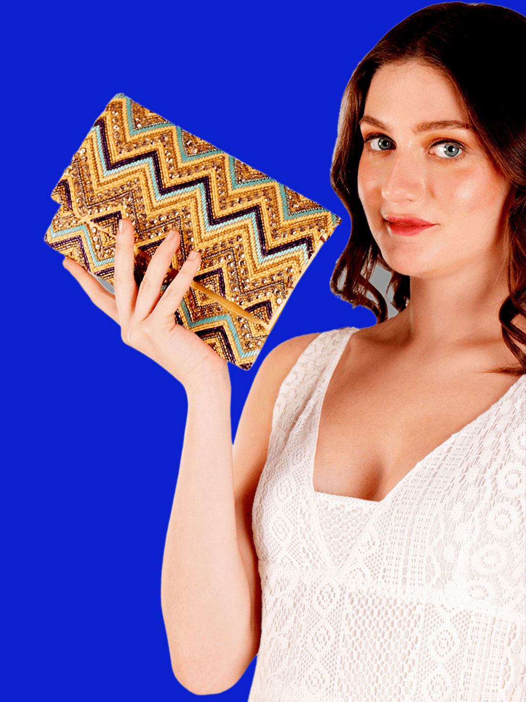 Anouk Embroidered Beaded Envelope Clutch
