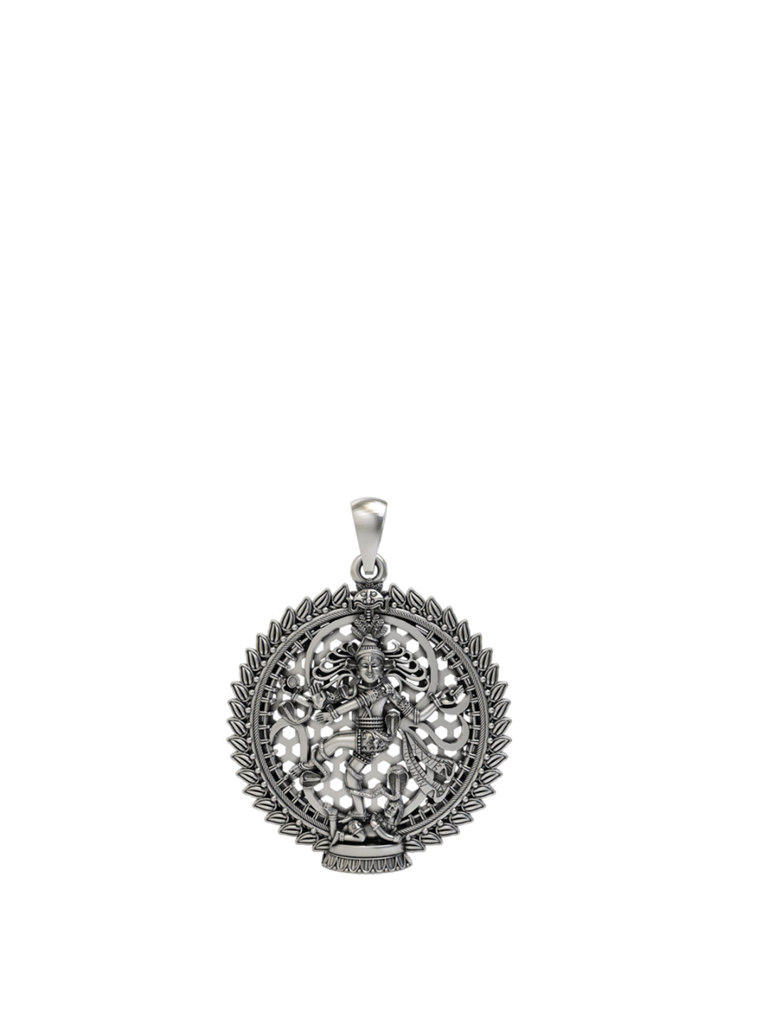 Exotic India 925 Sterling Silver Circular Nataraja Pendant