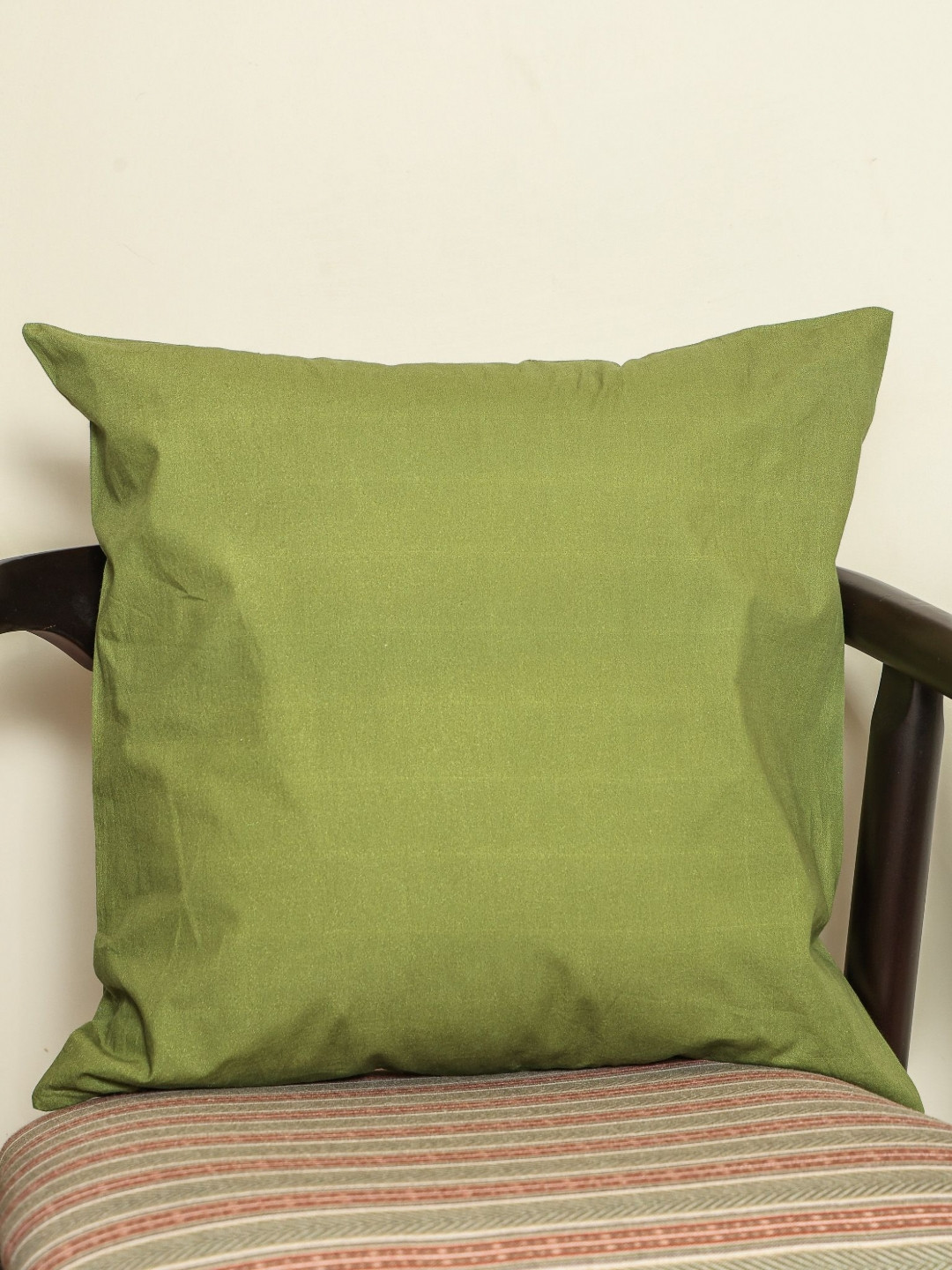Sangria  Vintage Garden Olive Green Cotton Square Cushion Cover