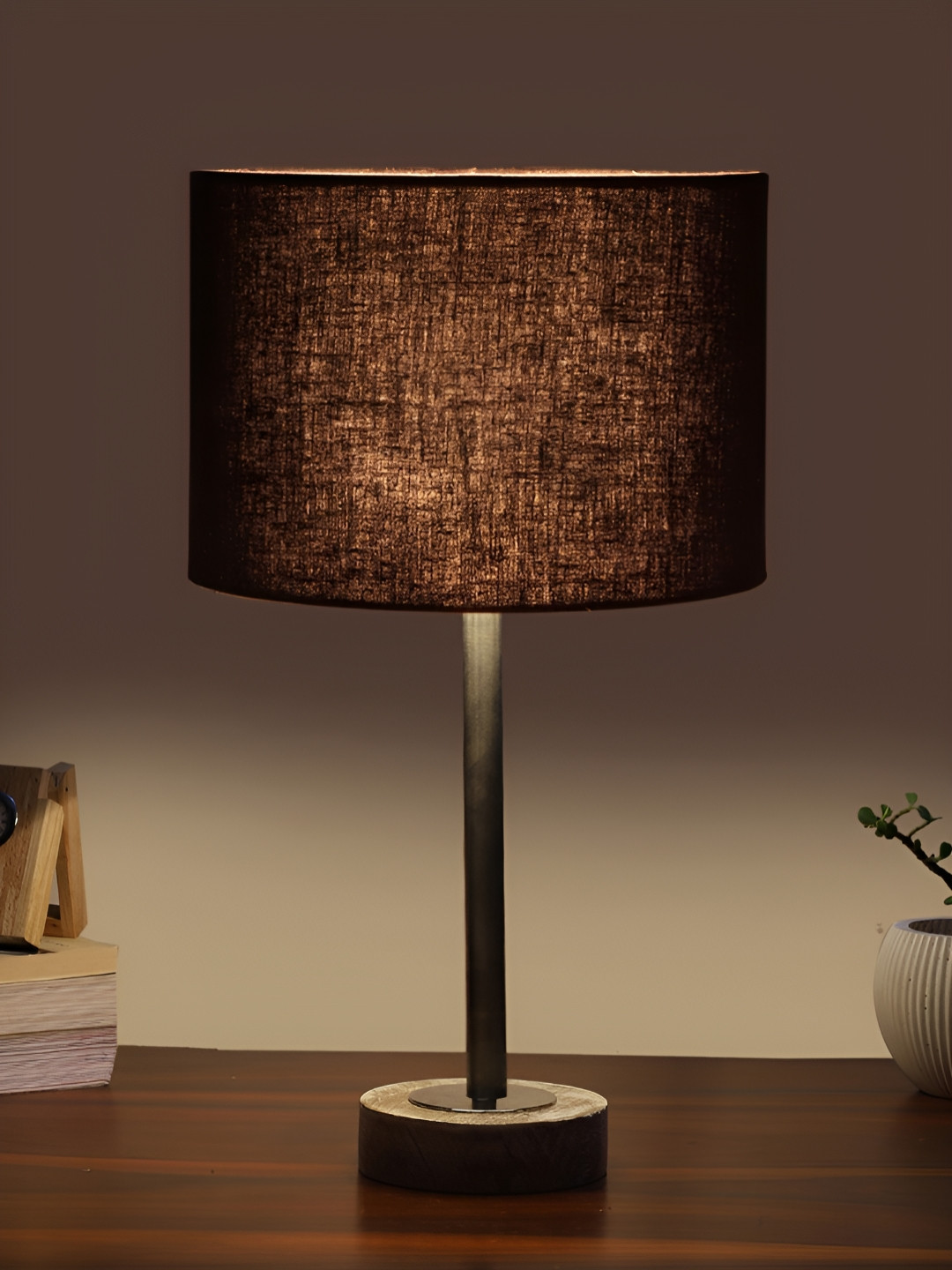 Aura Black Metal Cylindrical Shaped Table Lamp
