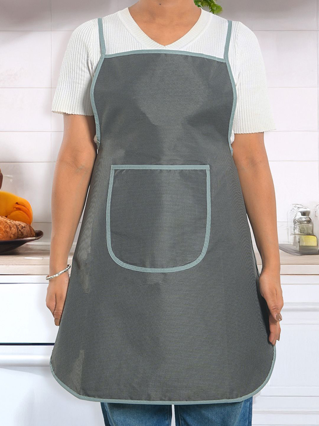 Kuber Industries Grey Waterproof Apron With Center Pocket