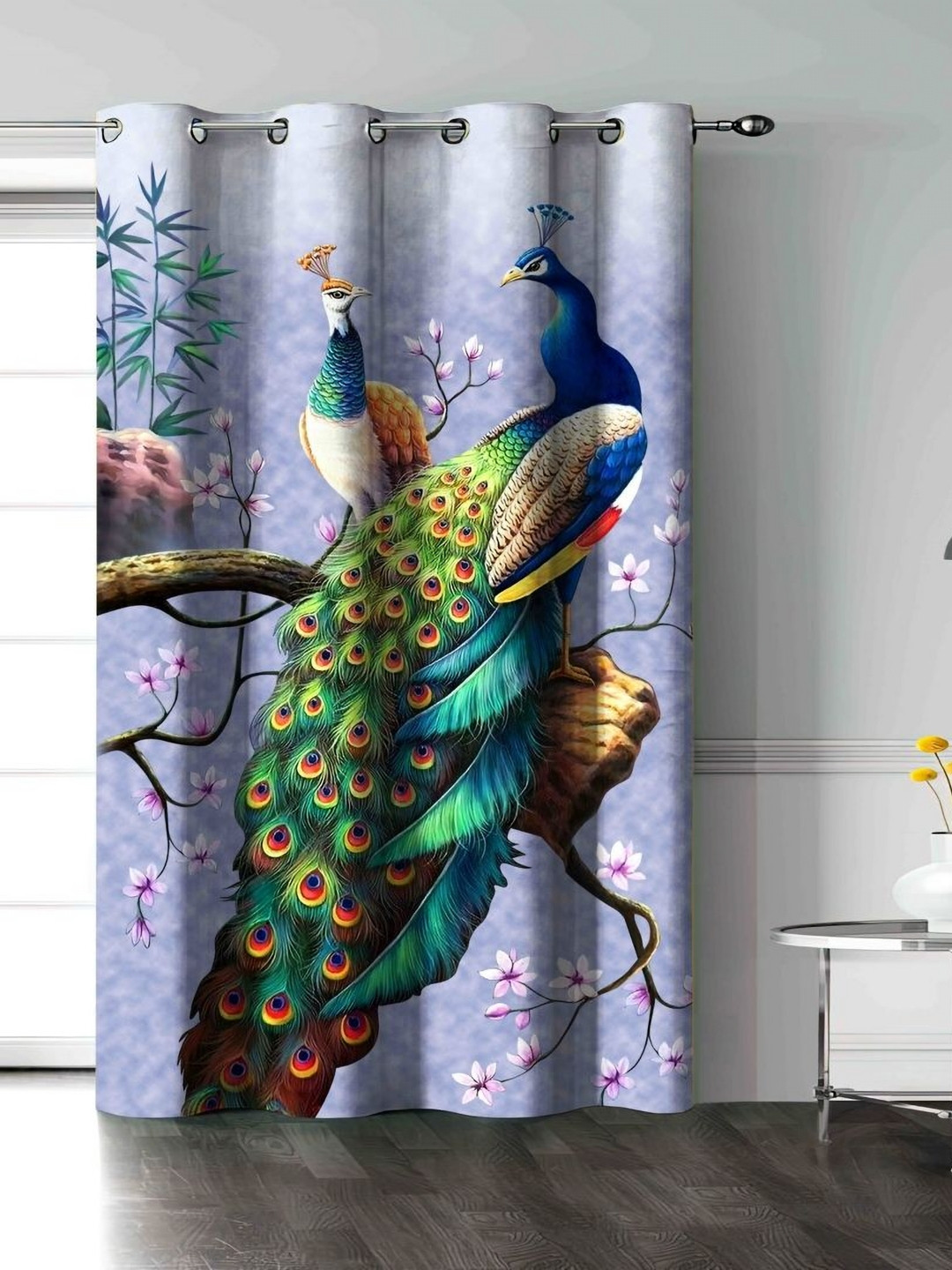 Aura Lavender & Green Floral Printed Door Curtain