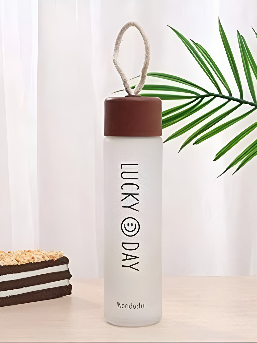 upkaranwale Transaparent & Brown Glass Water Bottle - 350 ML