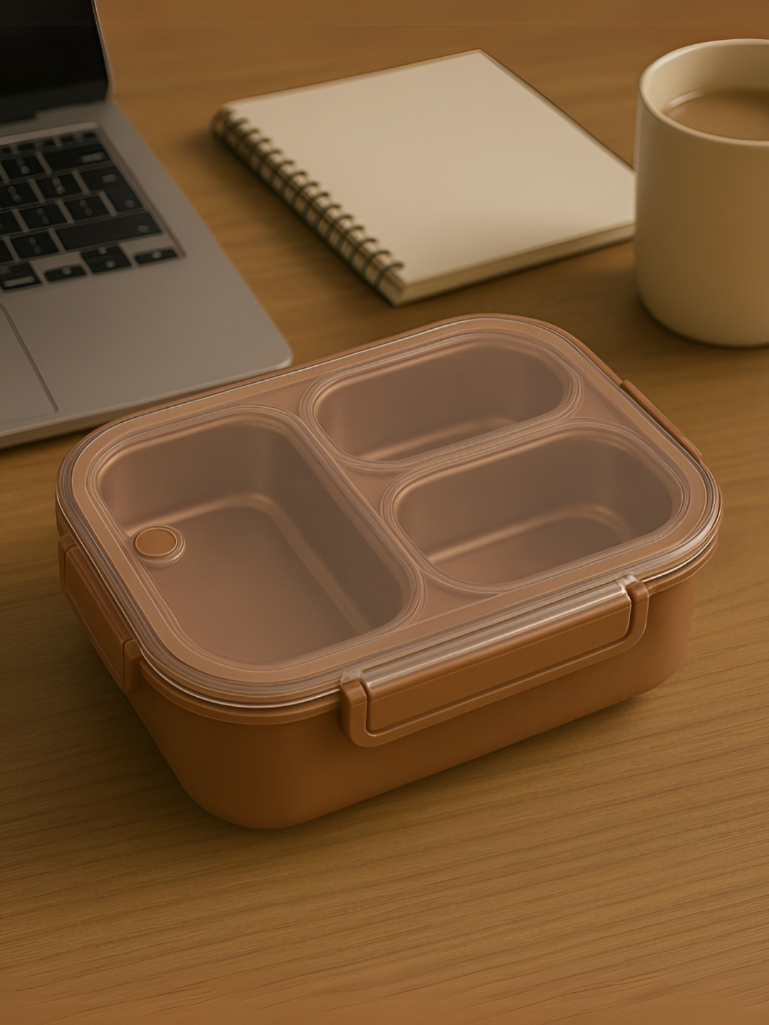 Myntra Elegant Homes Brown Stainless Steel Dishwasher Safe Lunch Box 850ML