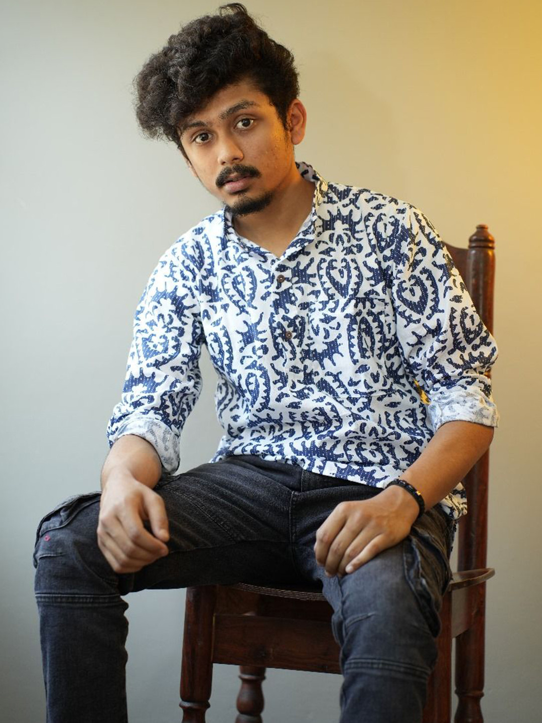 Tant Ghar Men Abstract Yoke Design Daily Cotton Straight Kurta