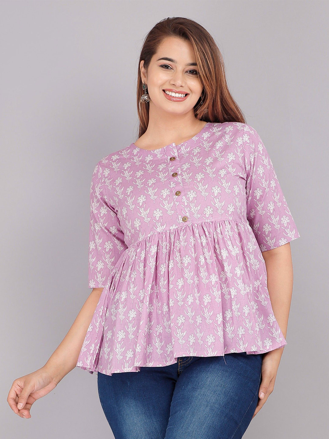Jyoti Women Ethnic Motifs Printed Cotton Peplum Top