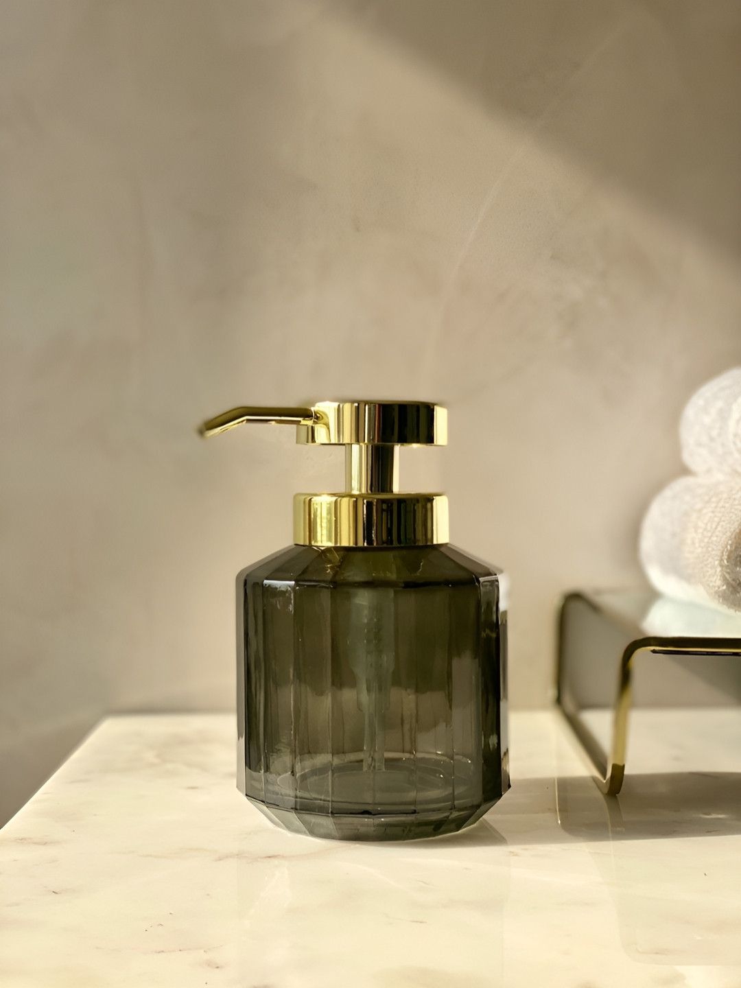 Mason Home Black & Gold-Toned Textured Glass Soap Dispenser