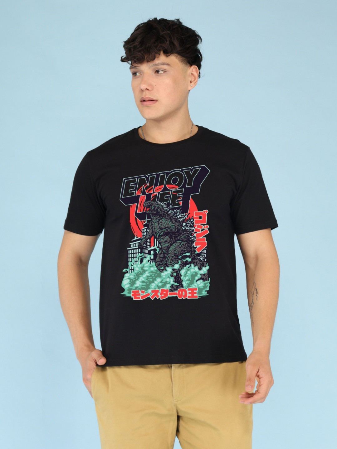 BRAWNY BATTLER Men Graphic Printed Round Neck Cotton T-shirt