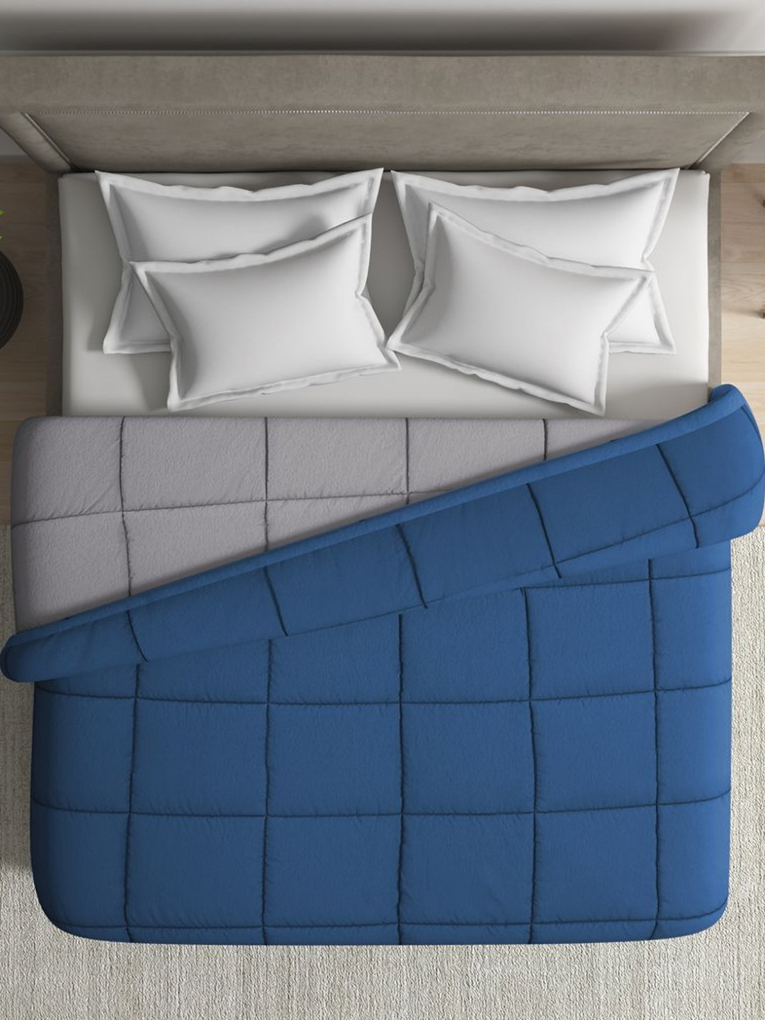 wakefit Teal & Grey 120 GSM Single Bed Quilt