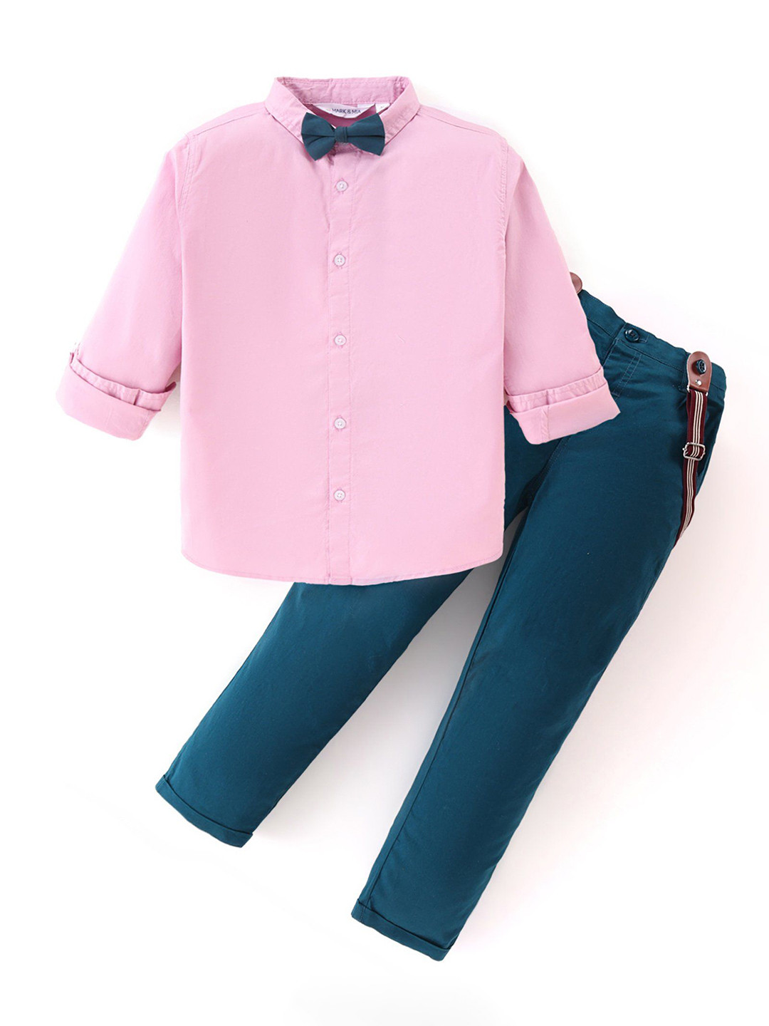 Mark & Mia Boys Long Sleeves Shirt With Trousers & Suspenders
