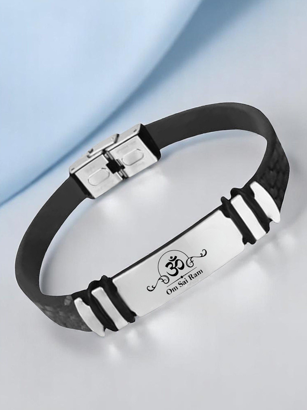 M Men Style Unisex Silver-Plated Stainless Steel Leather Weave Wraparound Bracelet