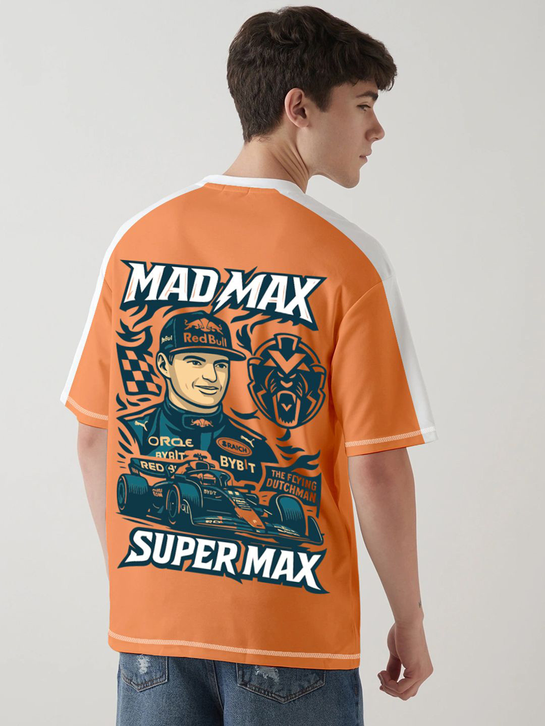 Crazymonk Men Graphic Printed Round Neck Cotton Oversized T-shirt