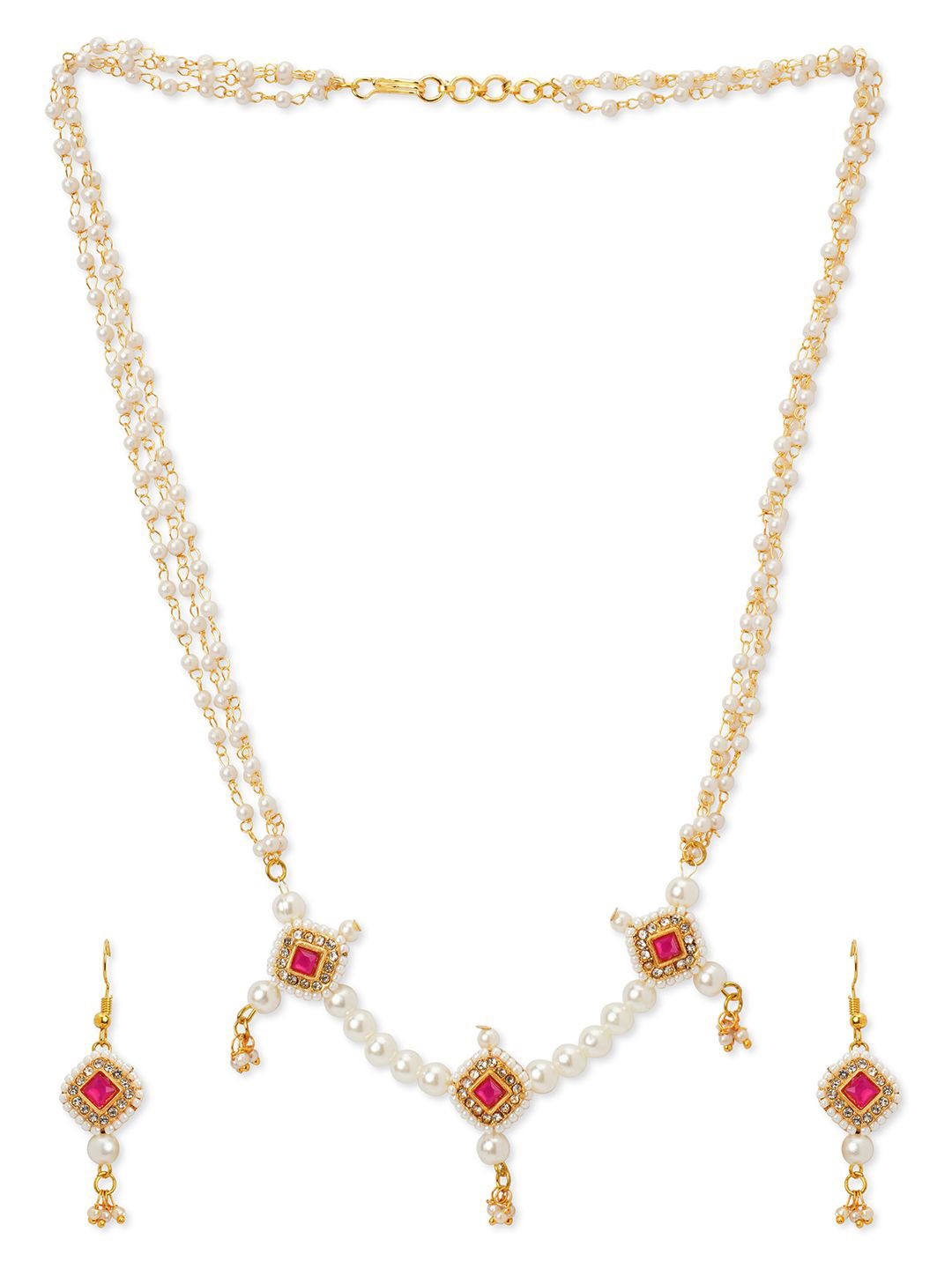 RIBBON CANDY Gold-Tone Stone Studded Jewellery Set