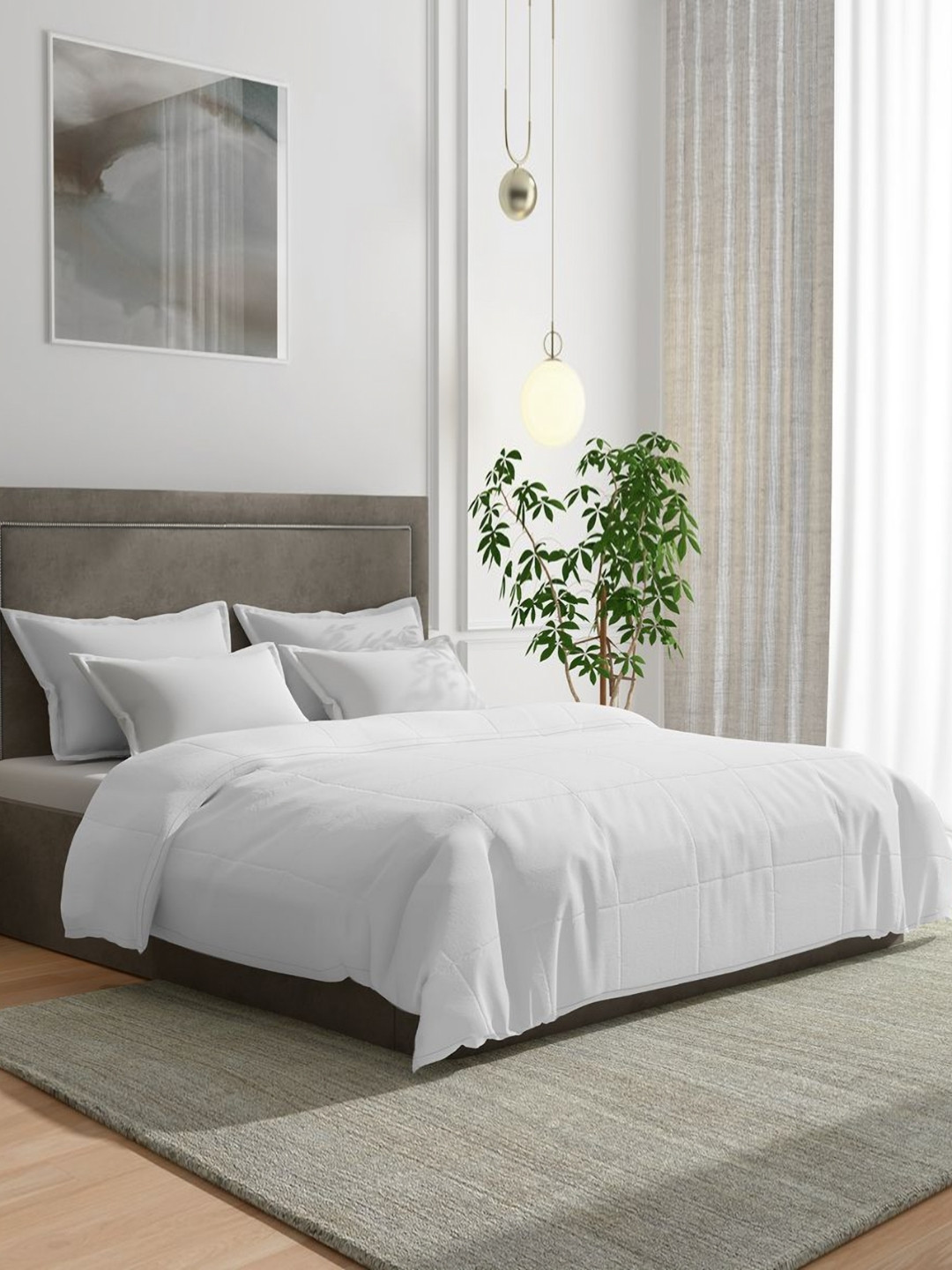 wakefit White Checked 220 GSM AC Room Cotton Double Bed Dohar