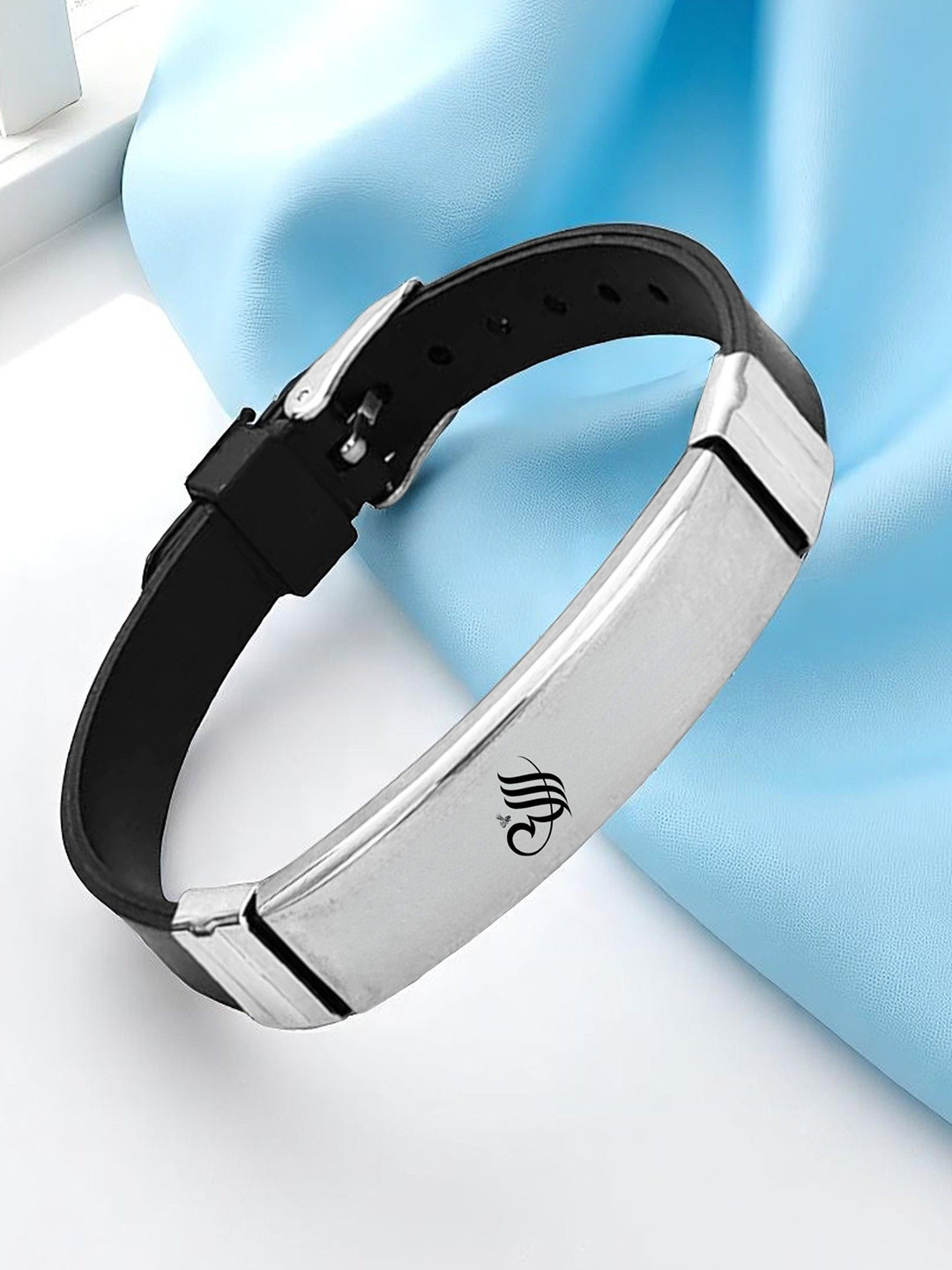 M Men Style Unisex Silver-Plated Stainless Steel Watch Link Strap Wraparound Bracelet