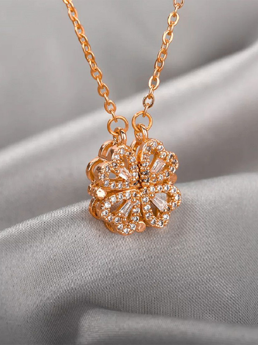 Zabby Allen Stainless Steel Rose Gold-Plated Rhinestone Studded Chain