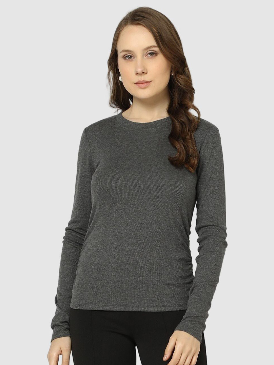 GAP Women Ribbed Ruched Fitted Top