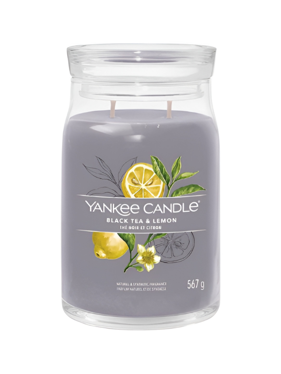 YANKEE CANDLE Scented 2 Wick Black Tea & Lemon Solid Geometric Regular Jar Candles